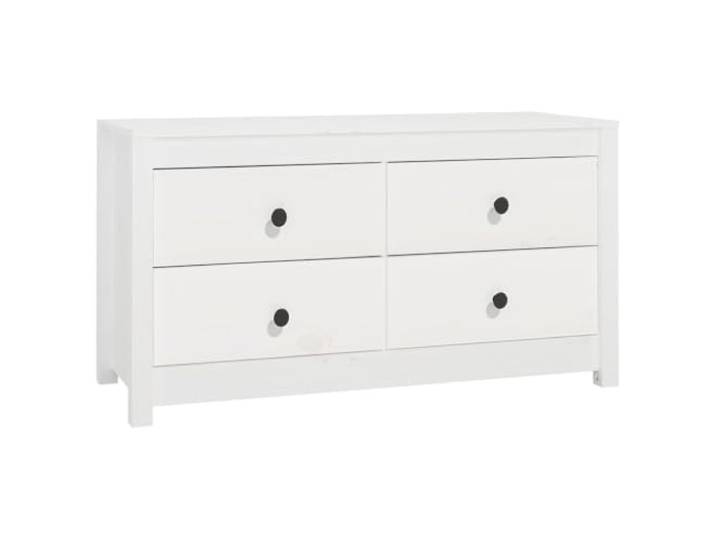 Mhdvray Beistellschrank Kiefer Massivholz Kommode Weiß 100x40x54 cm Vielseitige Aufbewahrung fürs Wohnzimmer: Geräumige Schubladen schaffen Ordnung, obere Ablage für Deko und Pflanzen.