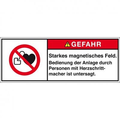 Aufkleber I Produktsicherheitsschild Gefahr - Starkes magnetisches Feld, RoHS konform, Folie, 100x35mm, ISO 3864-2