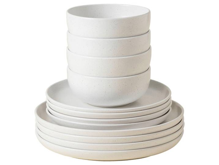 Costa Nova Kombiservice Pacifica, Weiß, Keramik, 12-teilig, 630 ml, Handmade in Europe, hitzebeständig, Essen & Trinken, Geschirr, Geschirr-Sets, Kombiservice
