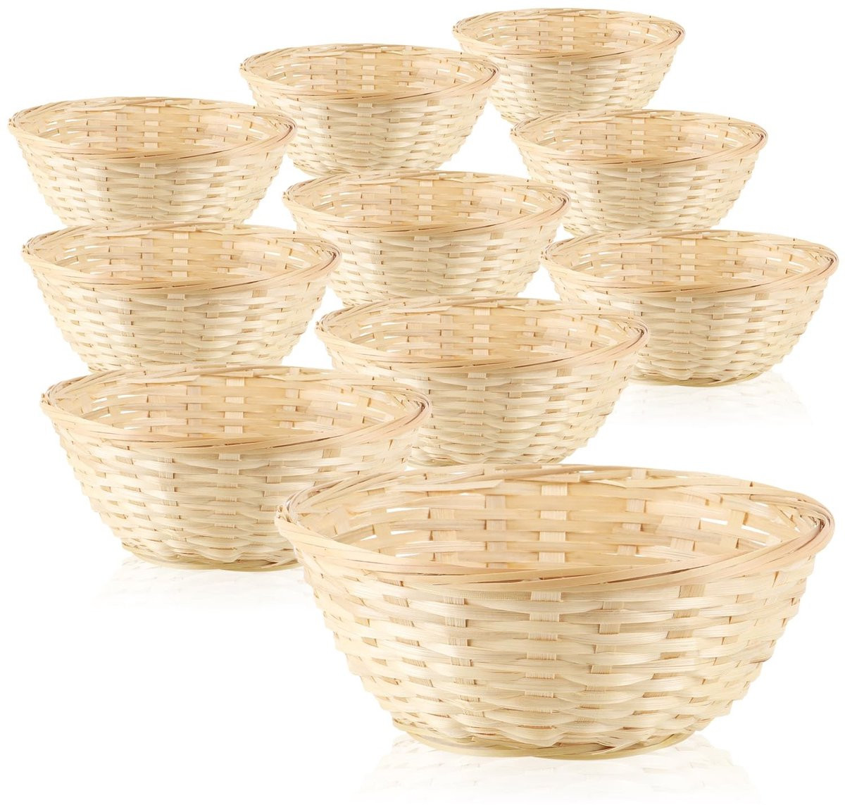 Omgoods Set van 10 Natuurlijke Raffia Mandjes voor Decoratie