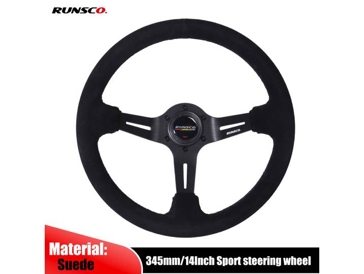 Volant de course sport en daim, simulateur de course, volant de dérive de jeu PC, 14 po