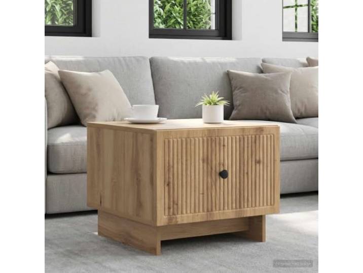 TEKGHUT Couchtisch Holzwerkstoff 49x50x40 cm Artisan-Eiche mit Schubladen Stauraum, Schubladen, gestreiftes Design, pflegeleichte Oberflaeche, vielseitig