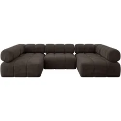 WOHNLANDSCHAFT modulares Sofa Garvo-U1 - 285x190x70 cm Braun Velours