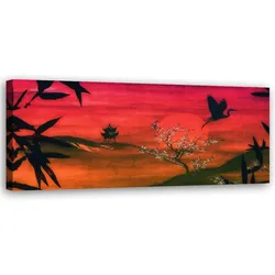 WANDBILD rote landschaft in japan