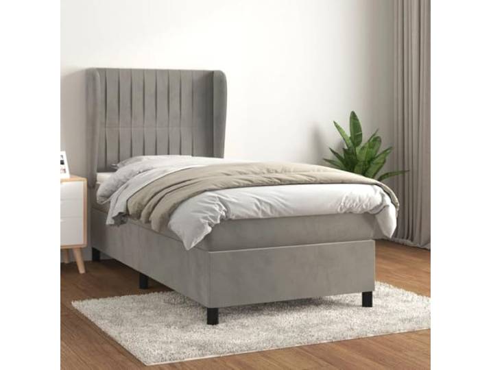 RJPLMFV Bettgestell, Velours, Hellgrau, 80 x 200 cm Verstellbarer Kopf, Taschenfederkernmatratze, Rückenstütze, langlebiger Komfort