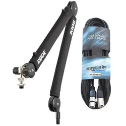 RØDE PSA1+ Black Mikrofonarm Tisch-Stativ mit keepdrum XLR-Kabel, Mikrofonständer, Schwarz