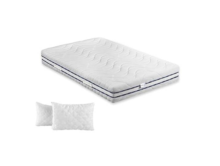 Matratze 135 x 195 cm, Taschenfederkern und 7 Zonen, Matratze 800 unabhängige Federn, halbstarr, gesteppter Stoff, abziehbar, medizinisches Produkt, Kissen mit Memory-Schaumstoff Promo – MED3.1 H24