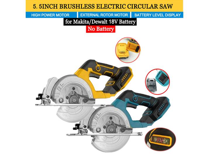 Scie circulaire électrique 5,5 pouces, Rotor externe sans balais, outils électriques haute puissance sans fil, Compatible avec la batterie Dewalt 18V