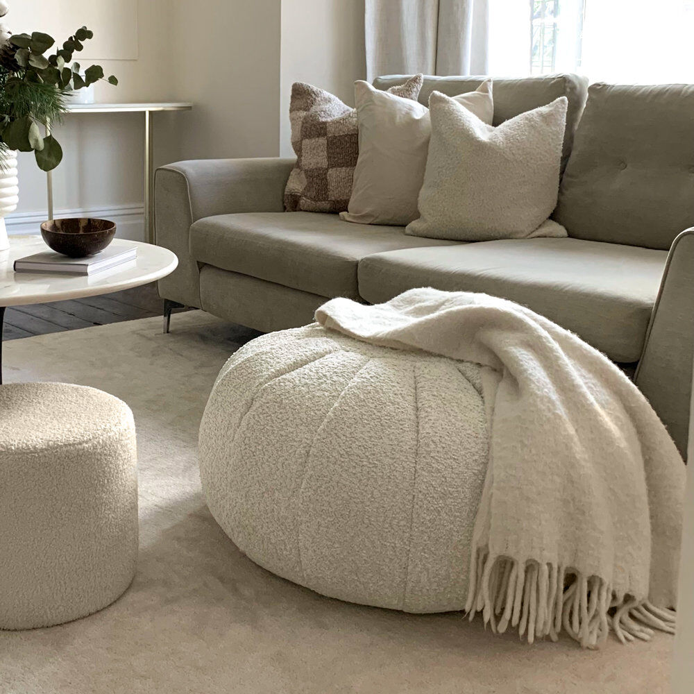 Latitude Run rucomfy Beanbags Snug Bean Bag Pouffe - Large Soft Footrest or Extra Seating - Home Decor Accessories for Living Room or Bedroom - Arrives Pre Filled Oat Medium