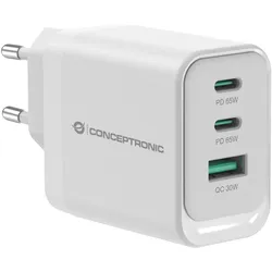 CONCEPTRONIC 3-Port 65W GaN USB-PD-Ladegerät weiß