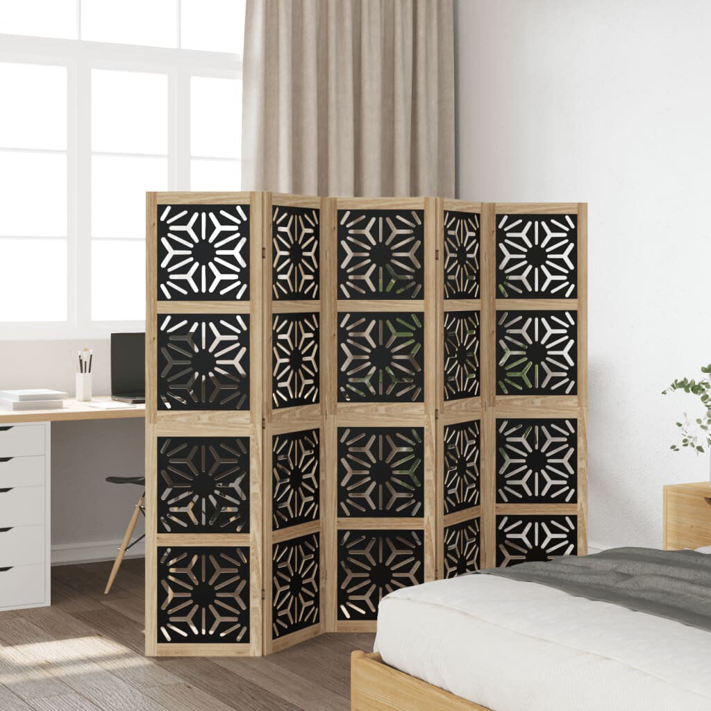 Latitude Vive Solid Wood Room Divider Black;Brown 160cm H x 180cm W