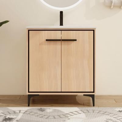 "Malwee 24""/30"" FreeStanding Bathroom Vanity, Floor Stand Bathroom Vanity with Sink,Soft Close Door and Adjustable shelf"