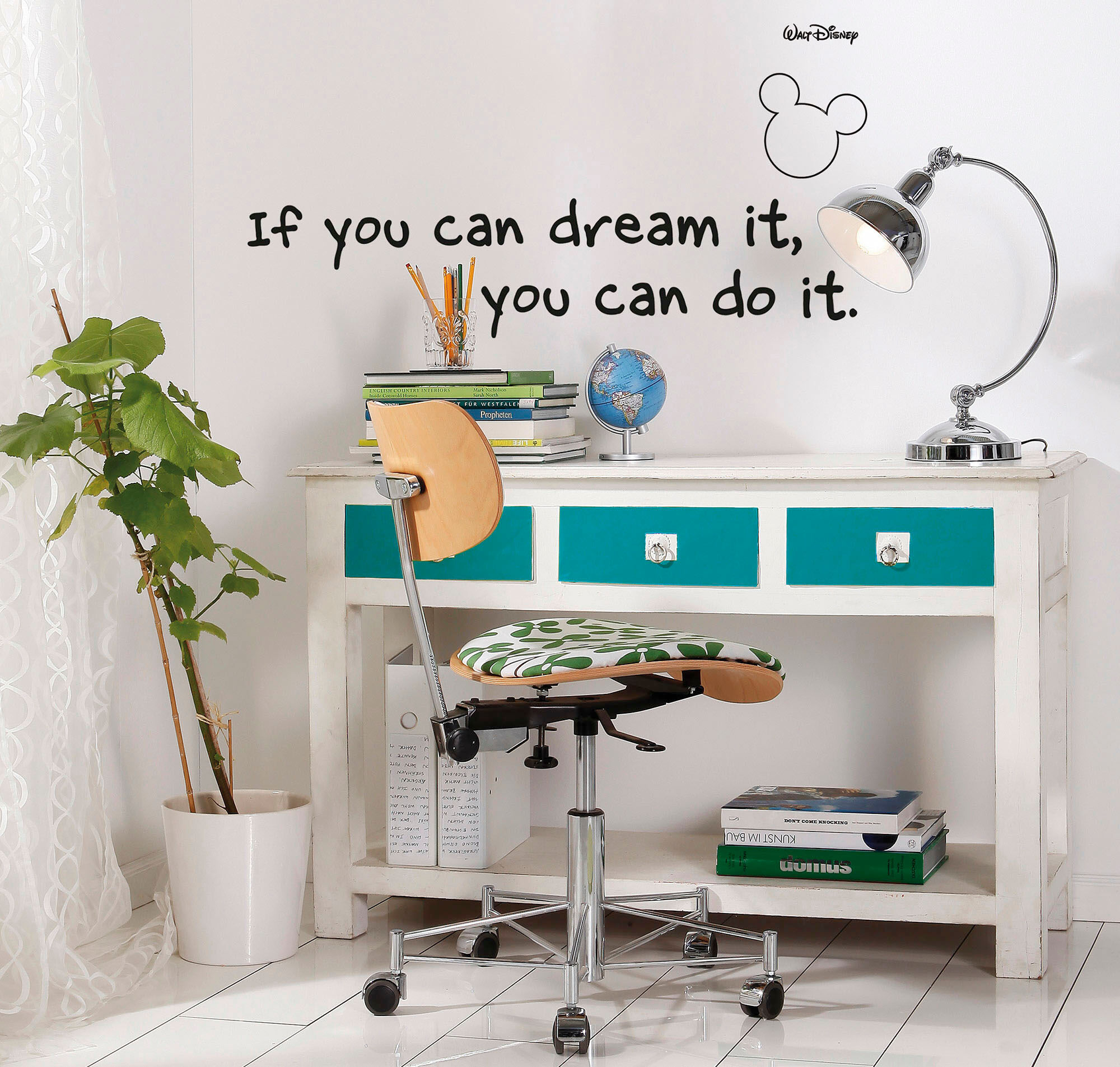 Wandtattoo KOMAR "Disney You can do it - Grösse 50 x 70 cm", schwarz, Blumen Disney Wald, Folie, Wandtattoos, Wandtattoo, selbstklebend, Wandsticker, Kinderzimmer schwarz Blumen Disney Wald