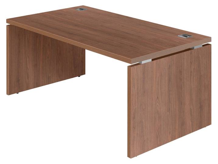 Bureau droit Bruneau Shiny L 160 x P 90 cm plateau noyer piétement plein bois - - Bruneau