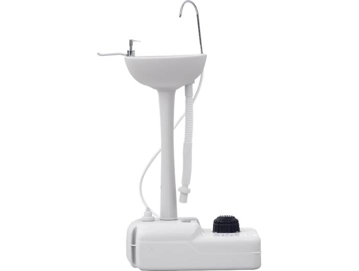 Outsunny Évier de camping portable\, lavabo portable pour camping\, station lavage avec roues\, distributeur de savon et porte serviettes\, lavabo mobile pour événements en plein air\, gris