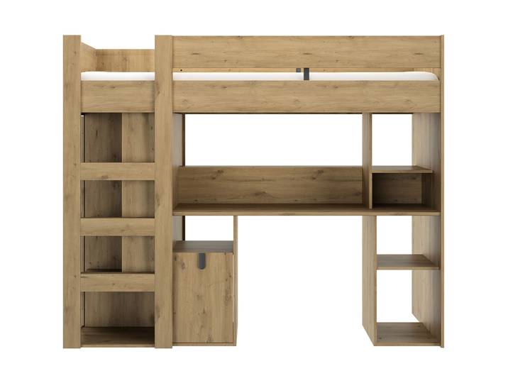 Hochbett Lugo Eiche Dekor Holzwerkstoff 90 x 200 cm - Hochbett