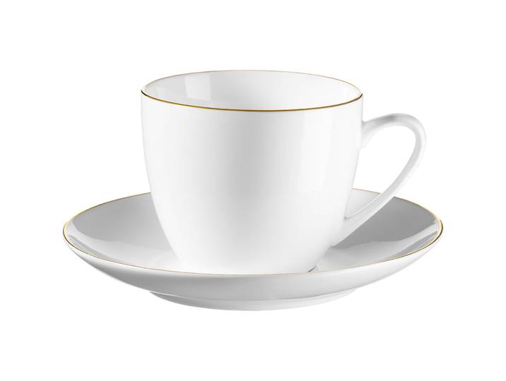 Kaffeeservice 8-teilig weiss / gold - Material: Porzellan - Geschirr-Set