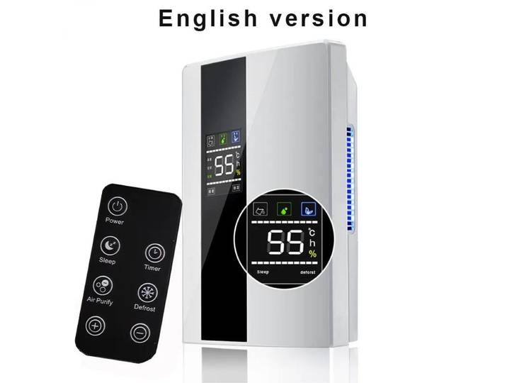Nouveau modèle de déshumidificateur et purificateur d'air portable haut de gamme 2-en-1, déshumidificateur silencieux, humidité réglable, minuterie 24h pour la maison, les allergies, les poils