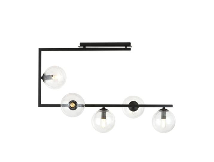 Plafonnier de style moderne avec 5 sphères transparentes