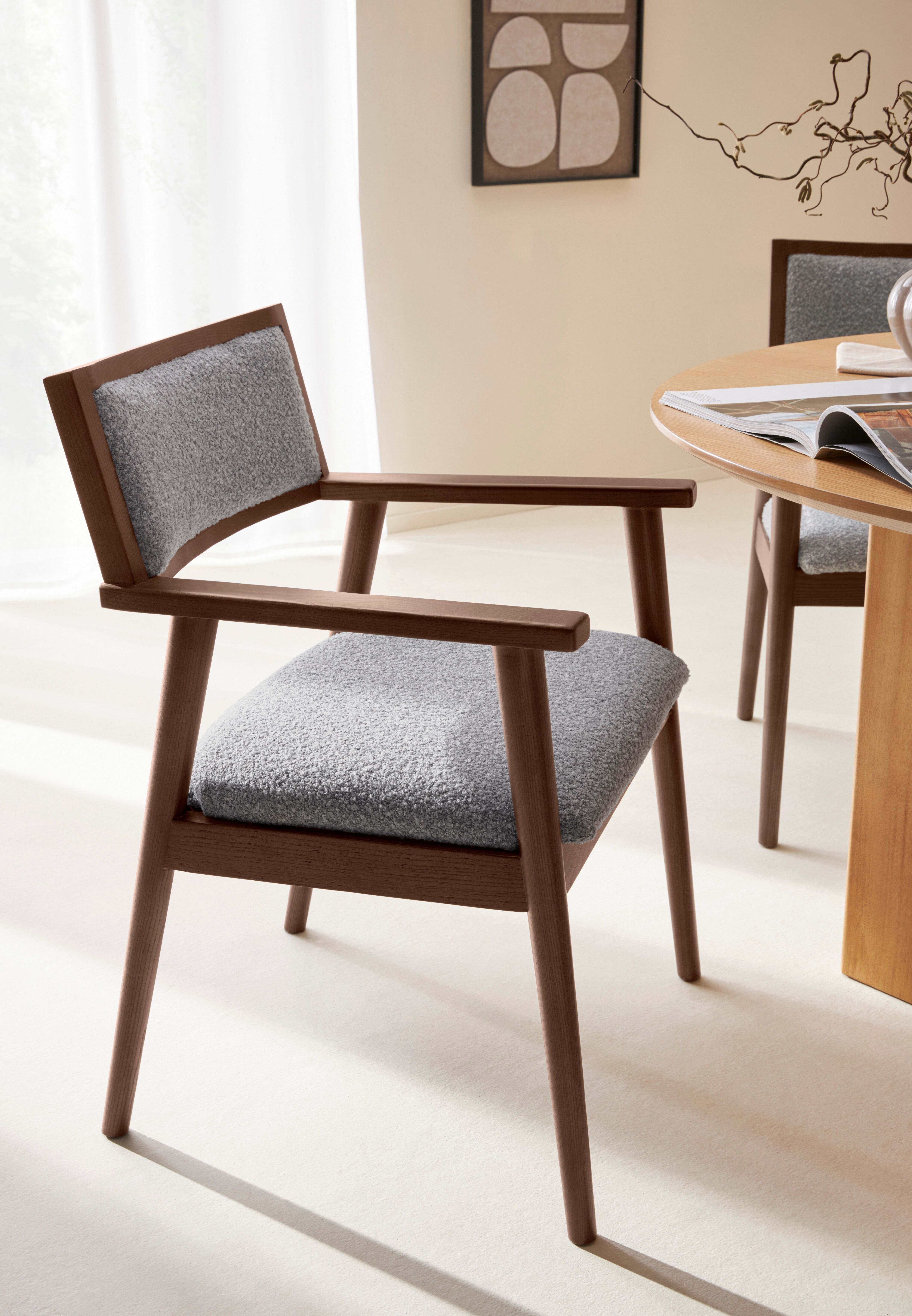 Esszimmerstuhl "Zernea", grau (grau, braun), B:58cm H:82cm T:58cm, Massivholz, Polyester, LEGER HOME BY LENA GERCKE, Stühle, Esszimmerstuhl, aus weichem Doppelgewebe und FSC-zertifiziertem Massivholzrahmen