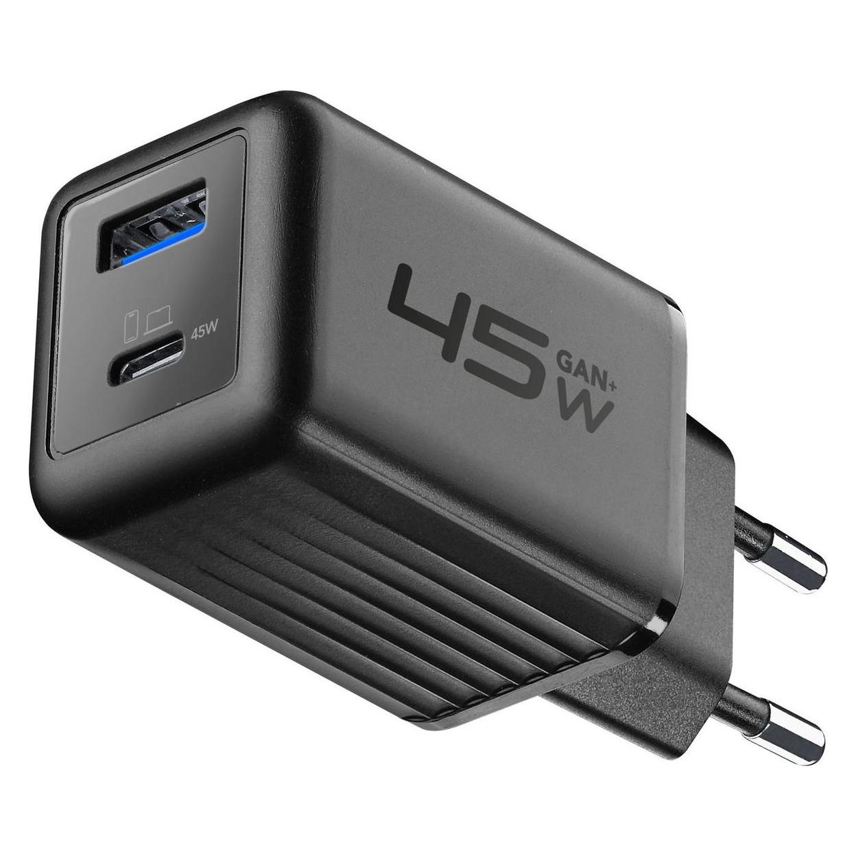Cellularline Reiselader 45W Multipower 1 x USB C und 1 x USB A ACHUSBGAN2PD45WK (45 W, 1 Port) (ACHUSBGAN2PD45WK)