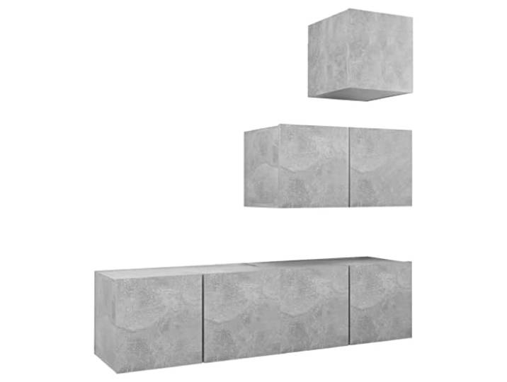 vidaXL 4-TLG. TV-Schrank-Set Betongrau Holzwerkstoff