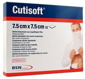Essity Garza Idrofila Compressa Cutisoft Tessuto Non Tessuto 7,5x7,5 Cm 12 Pezzi