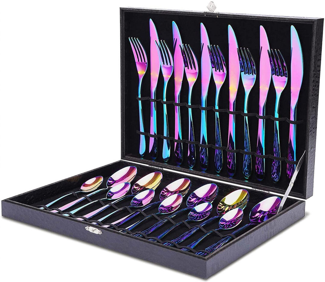 Brayden Studio Ophelia & Co. Sarrant 24 Piece Cutlery Set , Service for 6 Rainbow 24