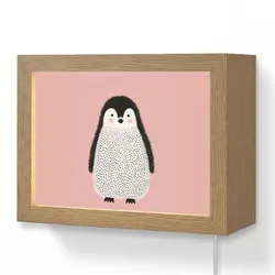 WANDLEUCHTE Pinguin - Punkte - Minimalistisch - Rosa Wandlampe 20x15 cm Wandlampe