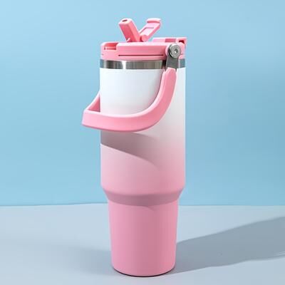 USA Free Shipping Shop Premium Large Capacity Stainless Steel Travel Tumbler Vacuum Insulated With Handle & Straw For Outdoor, Car & Daily pink