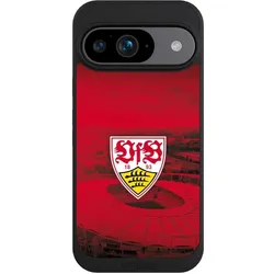 Nivocase Handyhülle für Google Pixel 9 Hülle NIVOpure Case Schwarz Offizielles Lizenzprodukt Stadion VfB (Google Pixel 9), Smartphone Hülle, Schwarz
