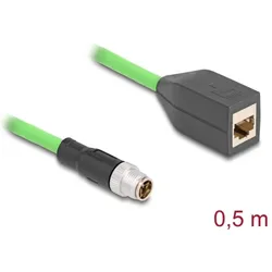 Delock M12 Kabel X-kodiert 8 Pin Stecker zu RJ45 Buchse PUR (TPU) 0,5 m (0.50 m), Netzwerkkabel