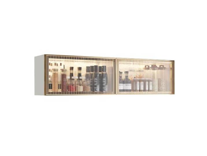 Wandschrank Küche 50x32x19cm, Glastür Mit Induktionslicht Bohrerfreier Robuste Konstruktion, integriertes Induktionslicht, bohrerfreie Montage, elegante Glasfront(White-b,100x32x19cm)