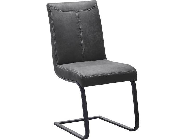 Freischwinger K+W KOMFORT & WOHNEN Floyd , grau (anthrazit 81, roheisen schwarz lackiert), B:47cm H:96cm T:62cm, 760: Microfaser, 100% Polyester, Stühle, Freischwinger, Kontrastnaht, Freischwingergestell aus Vierkantrohr Roheisen schwarz