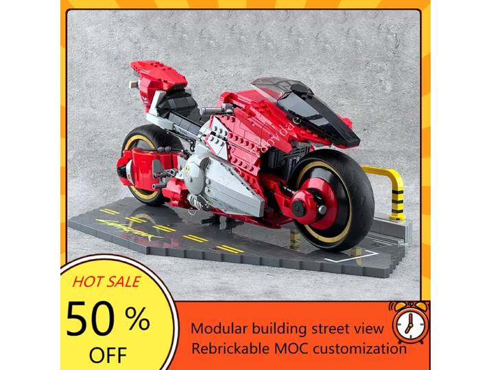 1082 pièces vélos Cyberpunking modulaires MOC modèle de vue de rue créatif Puzzles personnalisés Architecture bricolage modèle éducatif jouets cadeaux
