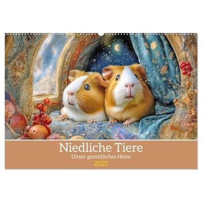 Niedliche Tiere - Unser gemütliches Heim (Wandkalender 2027 DIN A2 quer), CALVENDO Monatskalender