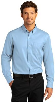 Port Authority W808 Long Sleeve SuperPro React Twill Shirt in Cloud Blue size Medium   Cotton/Polyester Blend