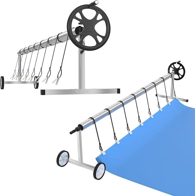 Pool Aufroller Aufrollvorrichtung 300-570cm Swimming Pool Zubehör aus Aluminium Aufrollsysteme Schwimmbadabdeckung Witterungsbeständiges Aufroller Poolabdeckung für Solarplane und Poolplanen