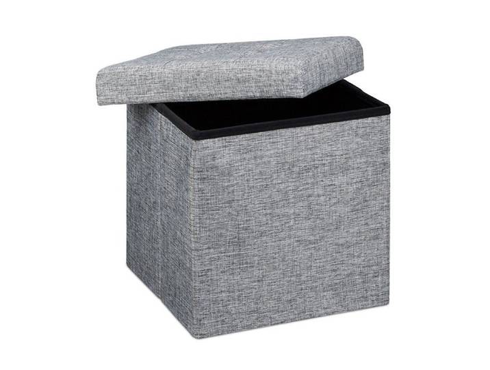 Tabouret pliant en lin pouf de rangement pliable 38 x 38 cm gris