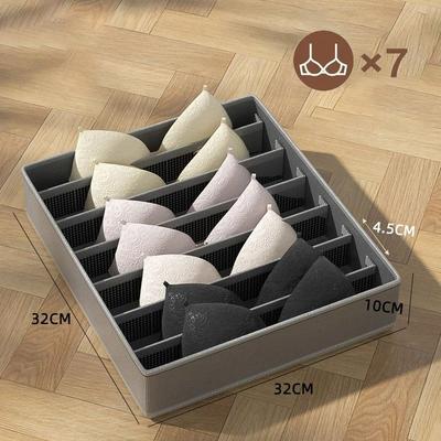 Uplift Essentials Multi Compartment Fabric Underwear And Socks Drawer Organizer 7grid Grey