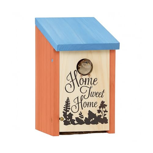 Relaxdays Vogelhuisje Home Tweet Home, Oranje/Blauw