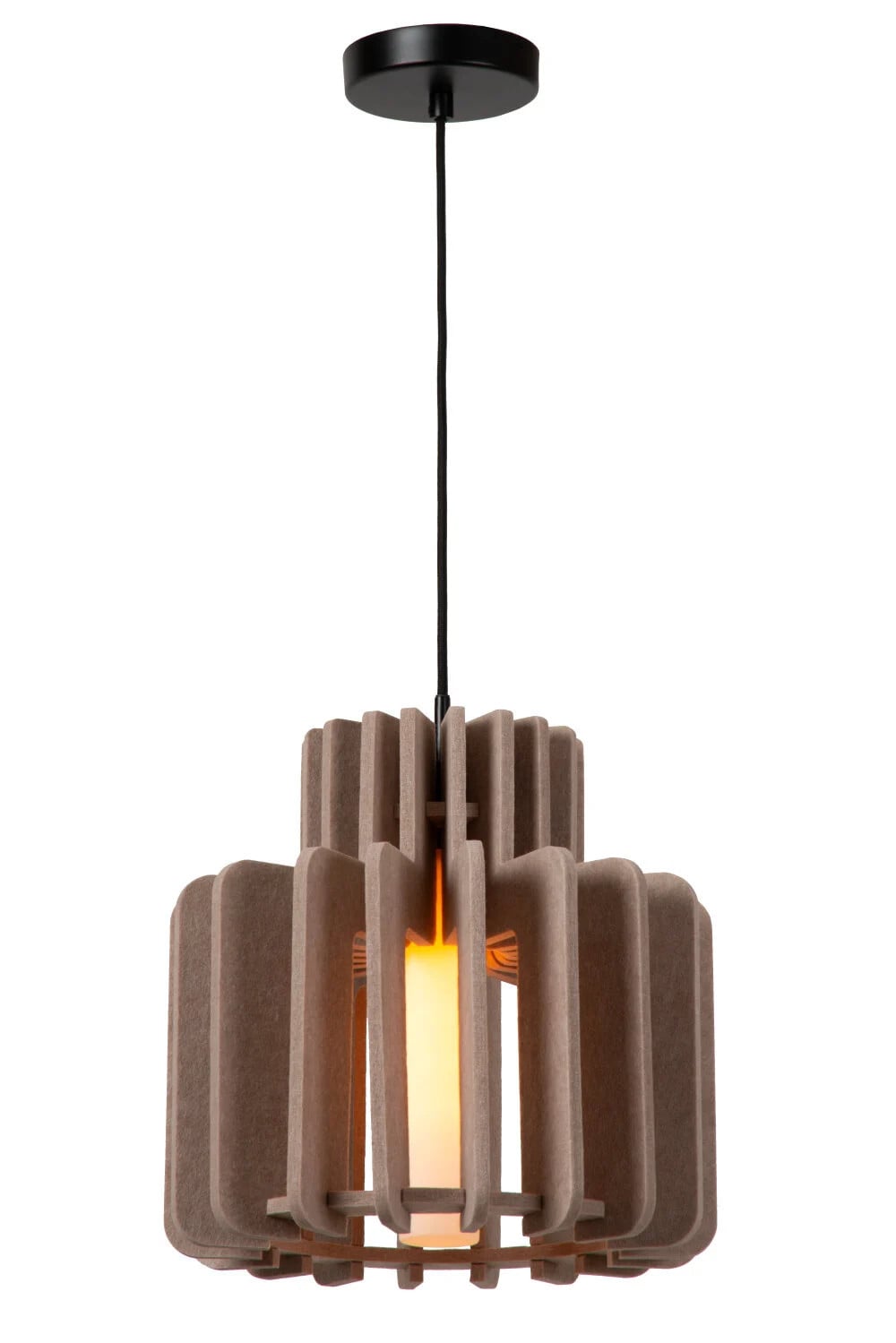 Lucide Rollo Hanglamp Beige/Bruin - Cilinder - E27