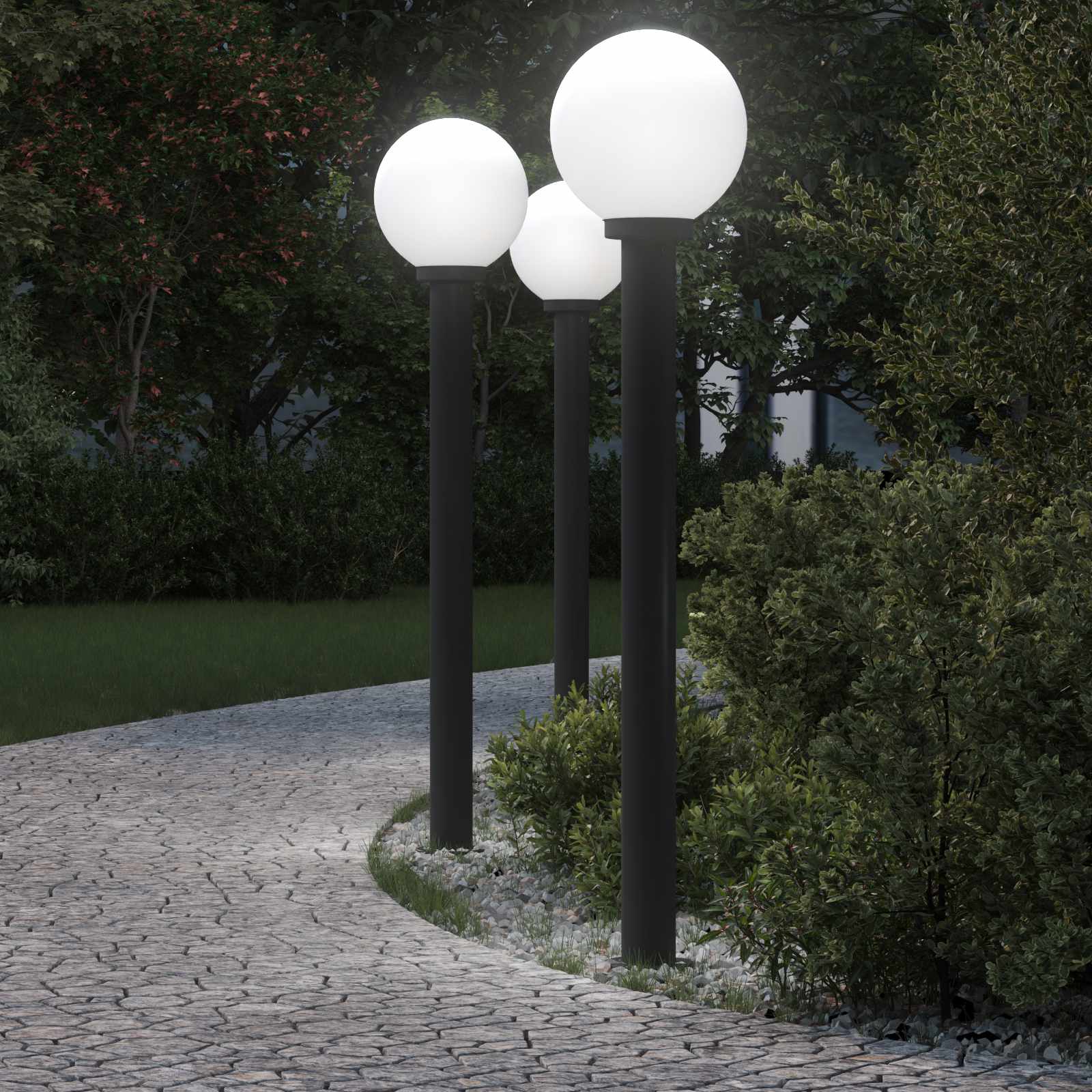 vidaXL Borne lumineuse lot de 3 120 cm noire IP44