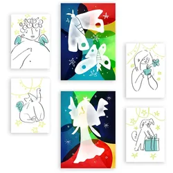 POSTER Set Mit 6 Flügel Der Liebe 1 In Tiere Zusammenfassungen A3 & A4 Rahmenlos