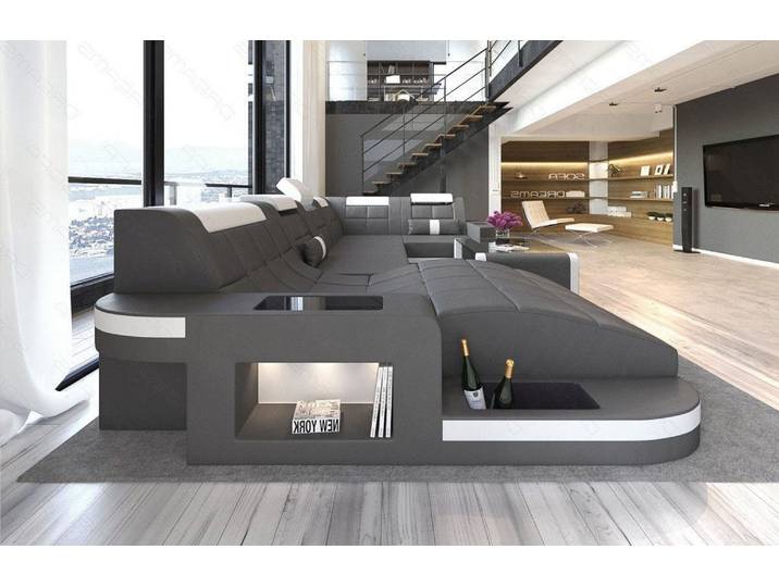 Designsofa Relax Wave U-Form aus Leder