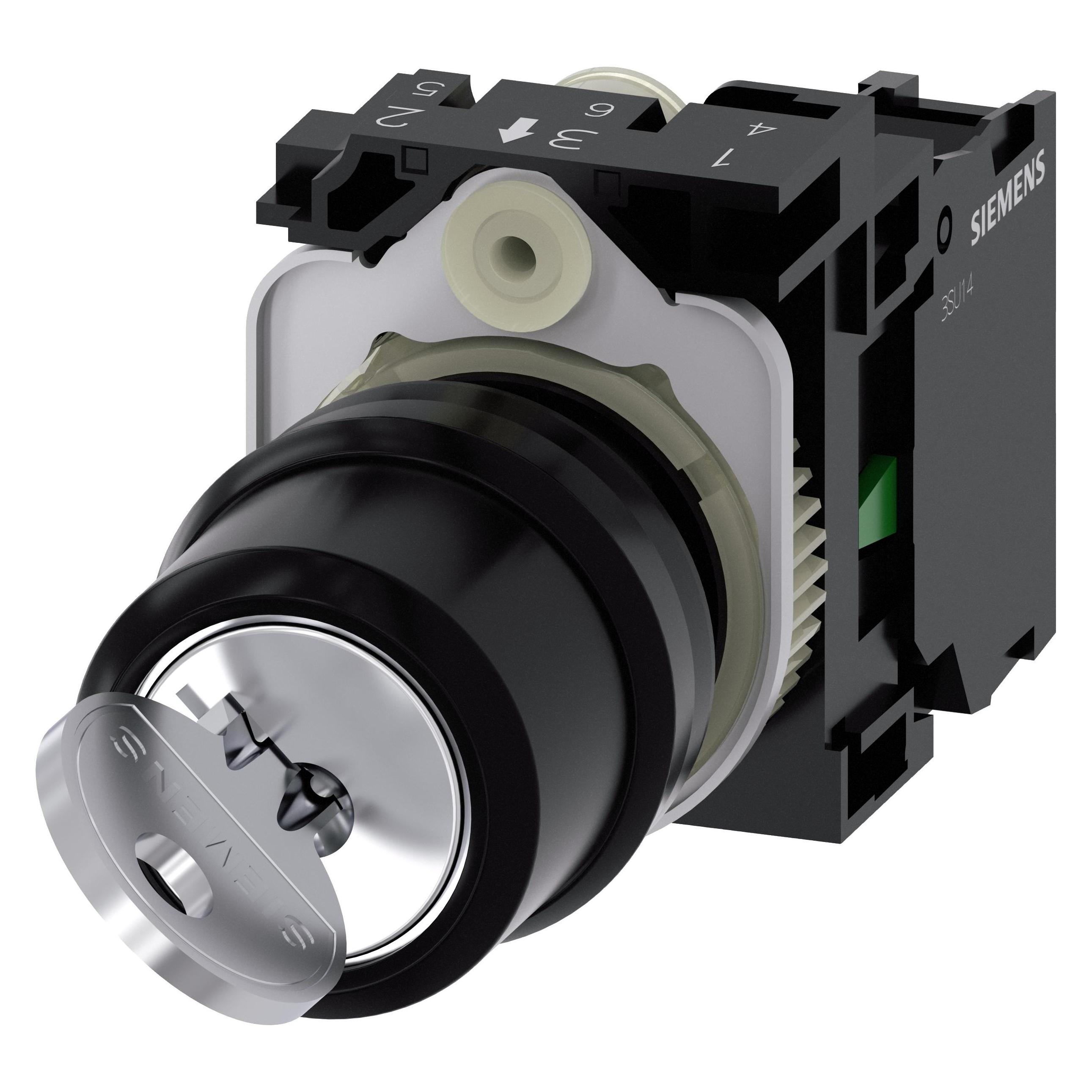 Siemens RONIS key-operated switch, 22mm (3SU1100-4BF11-1BA0)