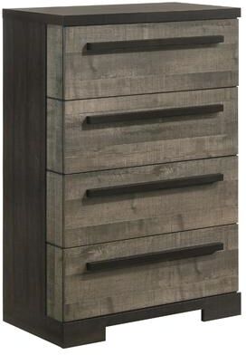 Benjara Ruthe Tall Dresser Chest with 4 Drawers, Ebony Black, Gray Wood