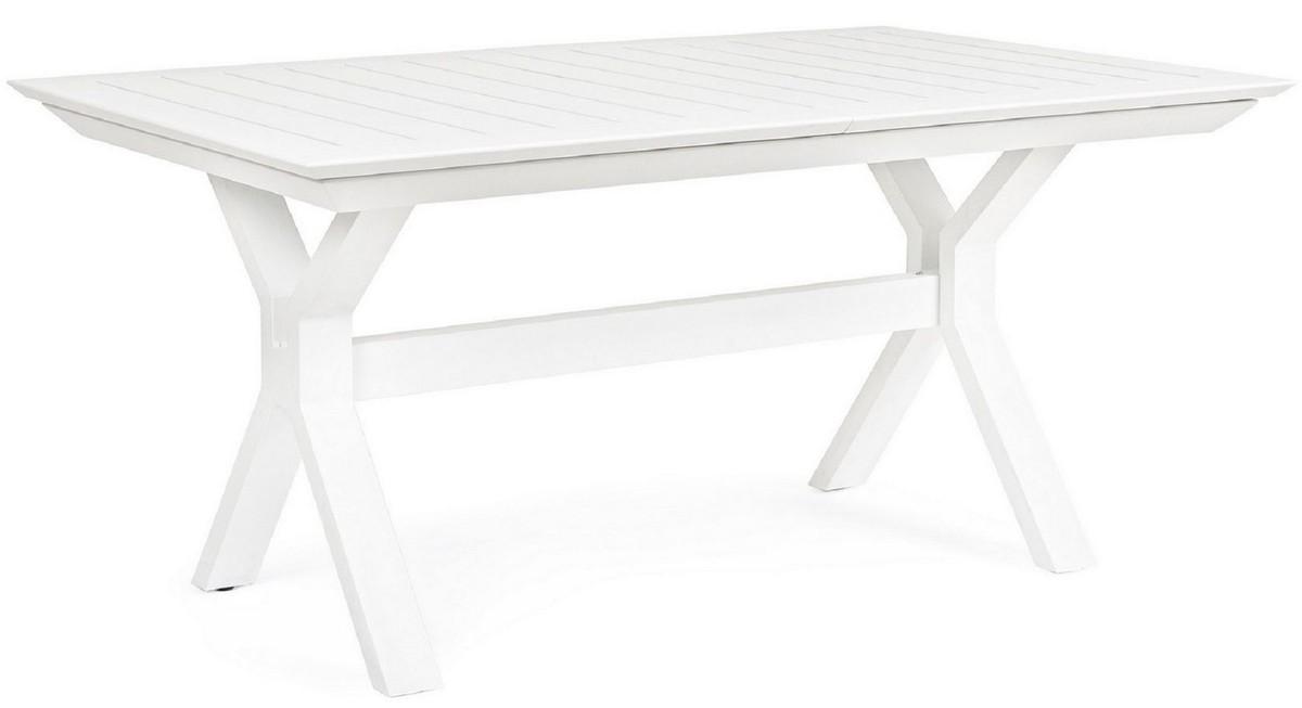 Casa Padrino Luxus Gartentisch Weiß 180-240 x 100 x H. 76 cm - Ausziehbarer Esstisch aus pulverbeschichtetem Aluminium - Luxus Garten & Terrassen Tisch - Luxus Garten & Terrassen Möbel