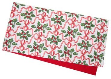 IH Casa Decor "Cotton Table Runner 54"" Holly & Bows"