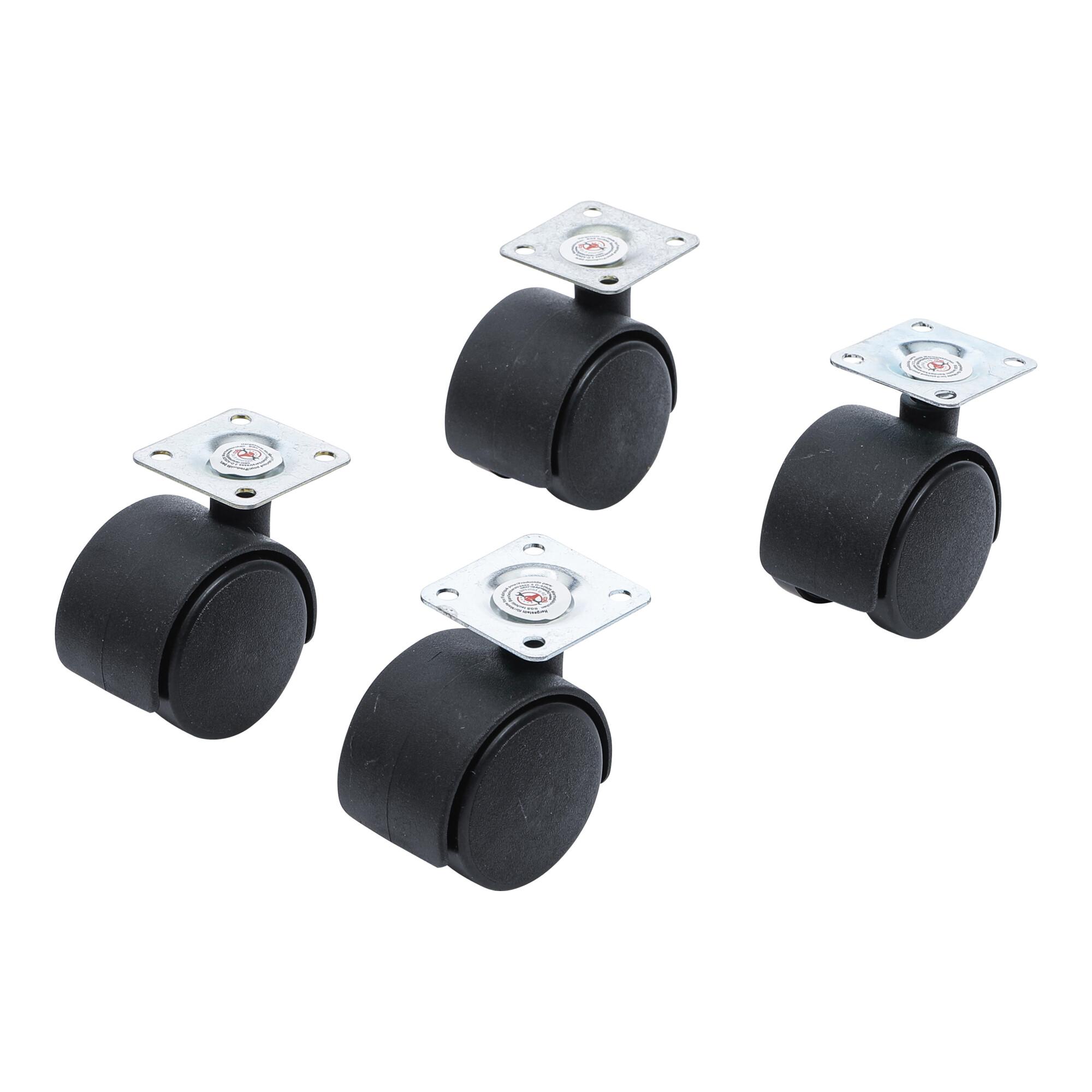 BGS Do it yourself Doppel-Lenkrollen-Satz 80332, Ø 40 mm, 4-tlg.)